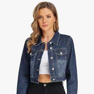 NWOT Cropped Blue Denim Jacket